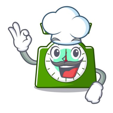 Şef mutfak ölçekli karakter karikatür vektör çizim