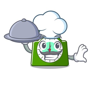 Şef Gıda Mutfak ölçek maskot karikatür vektör çizim ile