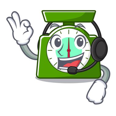 Kulaklık mutfak ölçek maskot karikatür vektör çizim ile