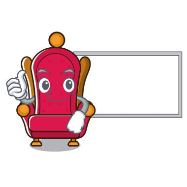 Başparmak yukarıya kurulu tahta karakter karikatür vektör çizim ile