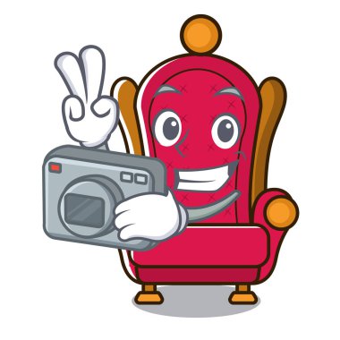 Fotoğrafçı kral tahta maskot karikatür vektör çizim