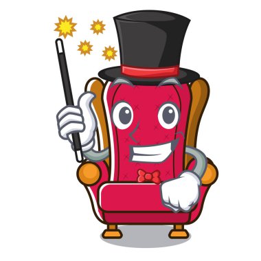 Sihirbaz kral tahta maskot karikatür vektör çizim