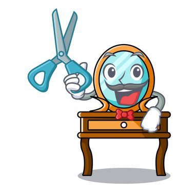 Tuvalet masası karakter karikatür vektör çizim berber