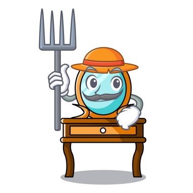 Çiftçi tuvalet masası karakter karikatür vektör çizim