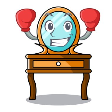 Tuvalet masası karakter karikatür vektör çizim boks