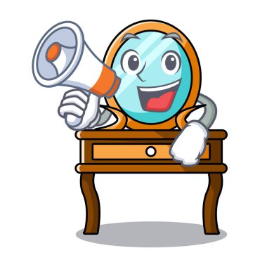 Megafon tuvalet masası karakter karikatür vektör çizim ile