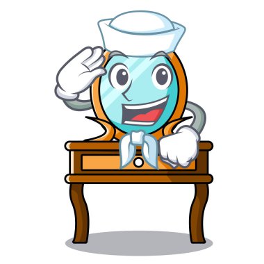 Denizci tuvalet masası karakter karikatür vektör çizim