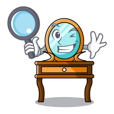 Dedektif tuvalet masası karakter karikatür vektör çizim