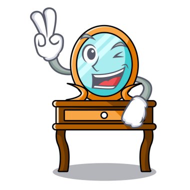 İki tuvalet masası karakter karikatür vektör çizim parmak