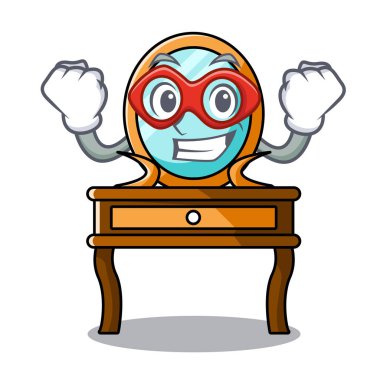 Süper kahraman tuvalet masası karakter karikatür vektör çizim