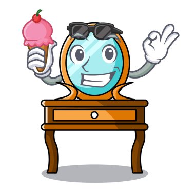 Dondurma tuvalet masası karakter karikatür vektör çizim ile