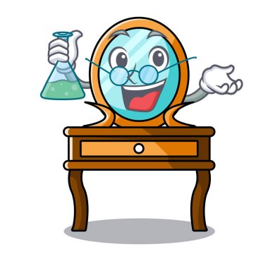 Profesör tuvalet masası karakter karikatür vektör çizim