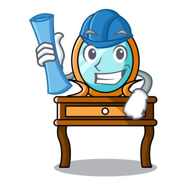 Mimar tuvalet masası karakter karikatür vektör çizim