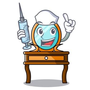 Hemşire tuvalet masası karakter karikatür vektör çizim