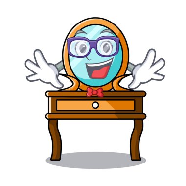 Geek tuvalet masası karakter karikatür vektör çizim