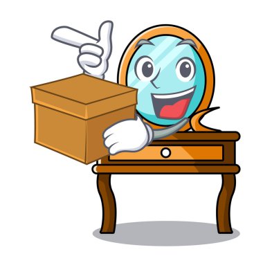 Kutusu tuvalet masası karakter karikatür vektör çizim ile