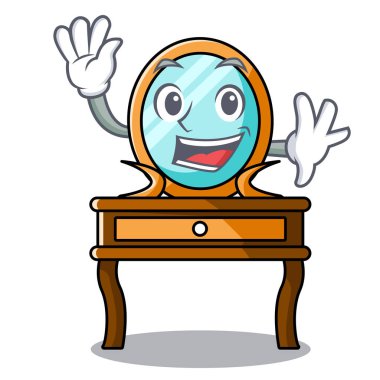 Tuvalet masası karakter karikatür vektör çizim sallayarak