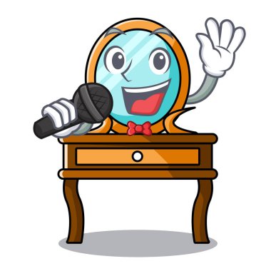 Şarkı tuvalet masası maskot karikatür vektör çizim