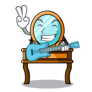 Gitar tuvalet masası maskot karikatür vektör çizim ile