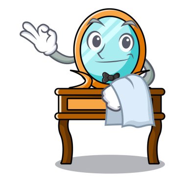 Garson tuvalet masası maskot karikatür vektör çizim