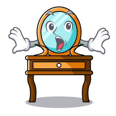 Sürpriz tuvalet masası maskot karikatür vektör çizim