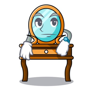 Tuvalet masası maskot karikatür vektör çizim bekliyor