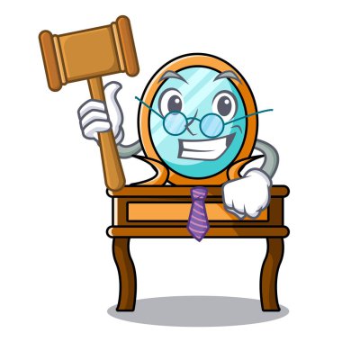 Yargıç tuvalet masası maskot karikatür vektör çizim