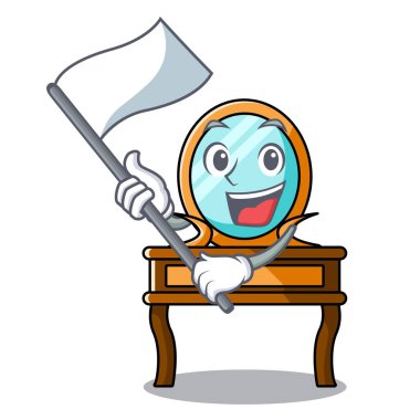 Bayrak tuvalet masası maskot karikatür vektör çizim ile