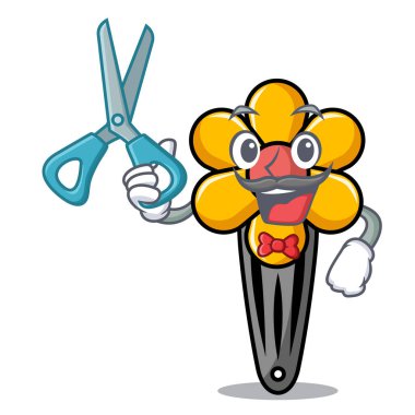 Saç küçük karakter karikatür vektör çizim berber