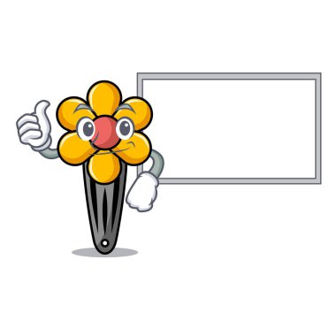 Başparmak yukarıya kurulu saç küçük karakter karikatür vektör çizim ile