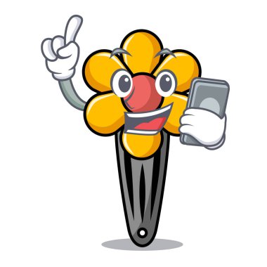 Telefon saç küçük karakter karikatür vektör çizim ile