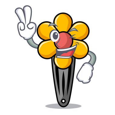 İki saç küçük karakter karikatür vektör çizim parmak