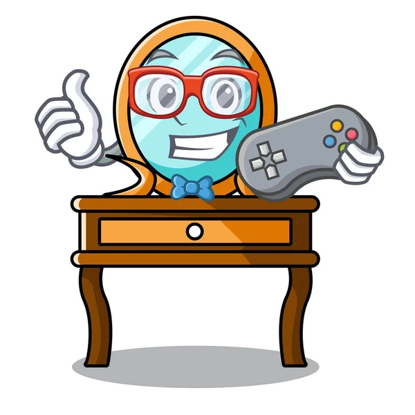 Oyun tuvalet masası maskot karikatür vektör çizim