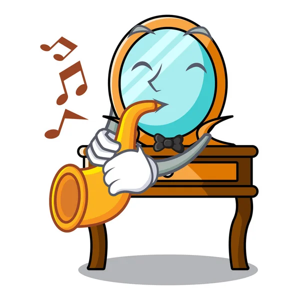 Con Trompeta Tocador Mascota Dibujo Animado Vector Ilustración — Vector de stock