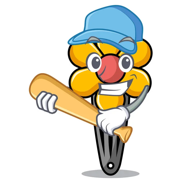 Jogando Baseball Cabelo Clip Personagem Desenho Animado Vetor Ilustração — Vetor de Stock