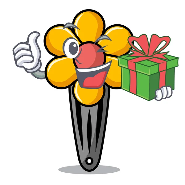 Hediye saç clip maskot karikatür vektör çizim ile