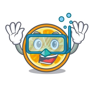 Dalış turuncu karakter karikatür tarzı vektör çizim