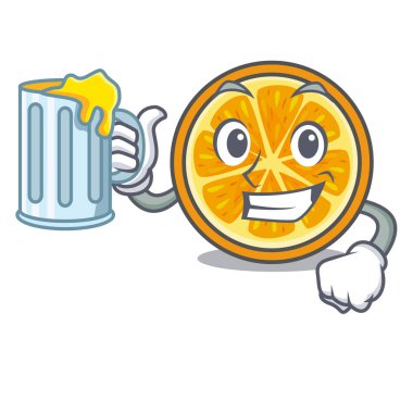 Suyu portakal maskot karikatür tarzı vektör çizim ile