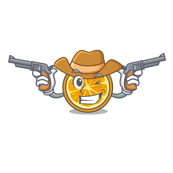 Cowboy Laranja Personagem Desenho Animado Estilo Vetor Ilustração —  Vetores de Stock