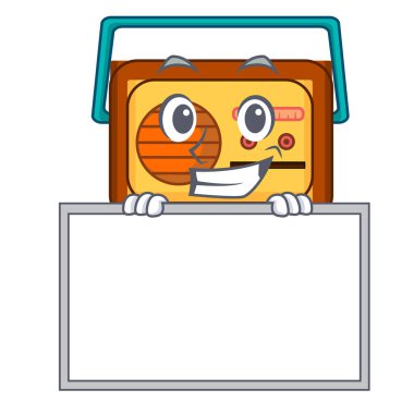 Yönetim Kurulu radyo karakter karikatür tarzı vektör çizim ile sırıtarak