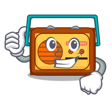 Başparmak yukarıya radyo karakter karikatür tarzı vektör çizim