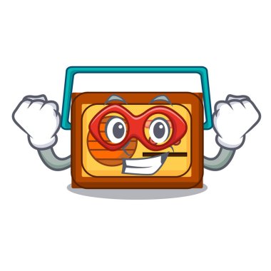 Süper kahraman radyo karakter karikatür tarzı vektör çizim