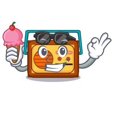 Dondurma radyo karakter karikatür tarzı vektör çizim ile