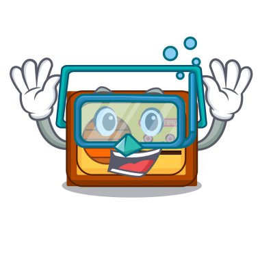 Dalış radyo karakter karikatür tarzı vektör çizim