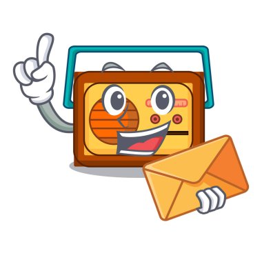 Zarf radyo karakter karikatür tarzı vektör çizim ile