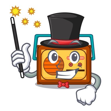 Sihirbaz radyo maskot karikatür tarzı vektör çizim