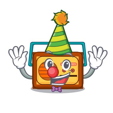 Palyaço radyo maskot karikatür tarzı vektör çizim