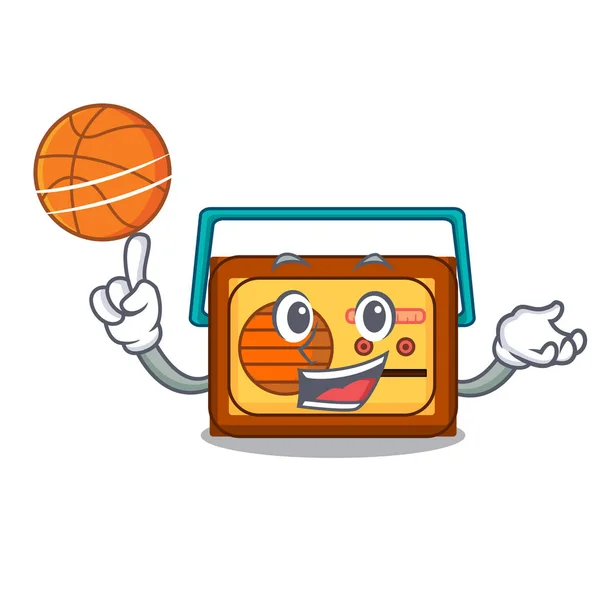 Basketbol Radyo Karakter Karikatür Tarzı Vektör Çizim Ile — Stok Vektör