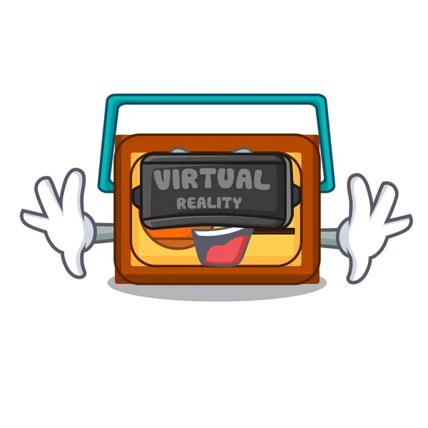 Virtual Reality Radio Mascot Cartoon Style Vector Illustration — Stock Vector