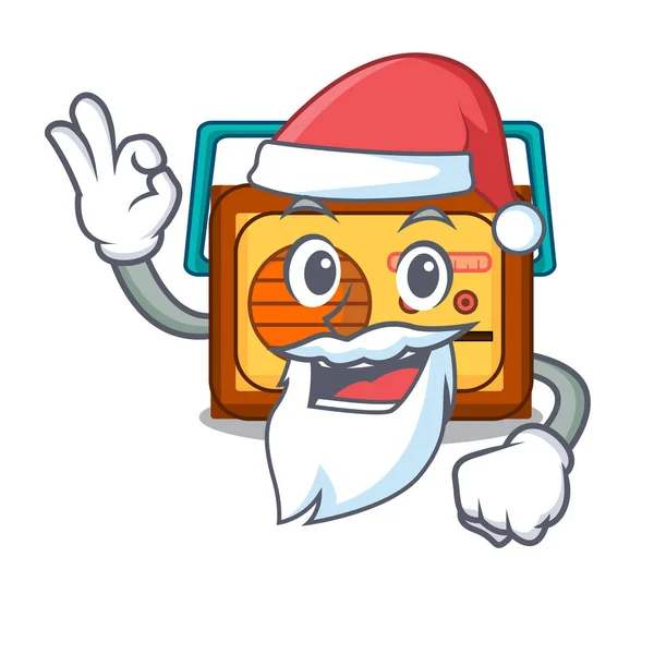 Santa Rádio Mascote Desenho Animado Estilo Vetor Ilustração — Vetor de Stock